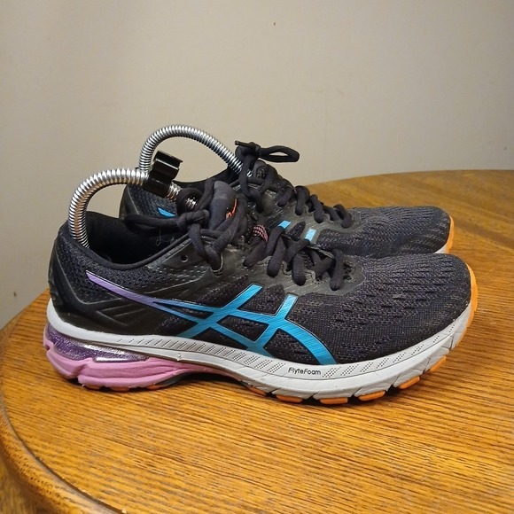 Asics Shoes - ASICS Gel-Nimbus 22 Womens‎ Running Shoes Size 7.5 Black Blue Pink Orange